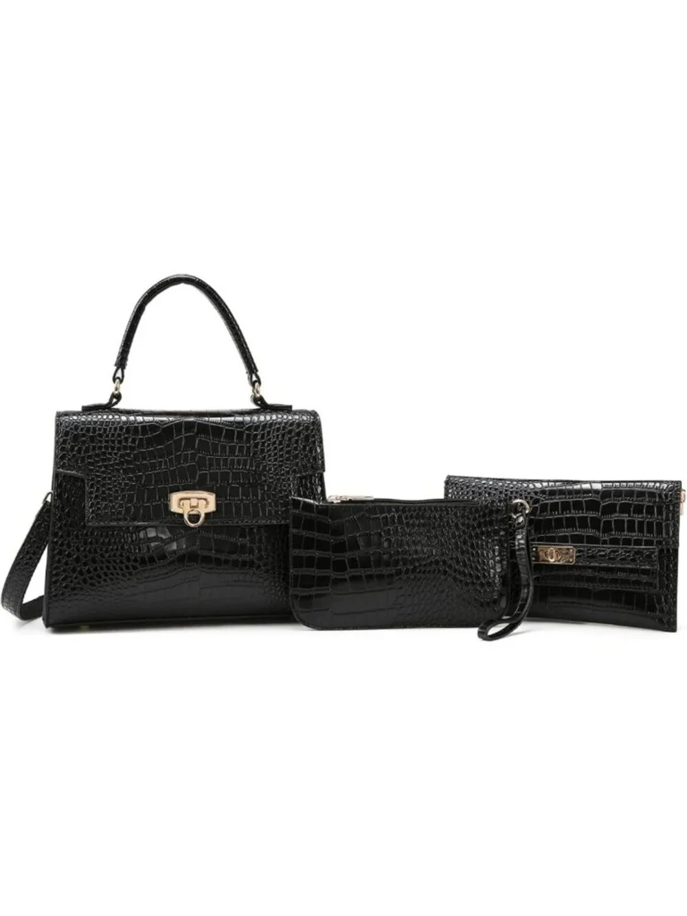 Chic 3-Piece Top Handle Purse Set for Women, PU Leather Satchel & Crossbody Bag